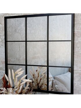 MIAhome MIAhome Lustro okno czarne ze szprosami 90x90 cm Czarny