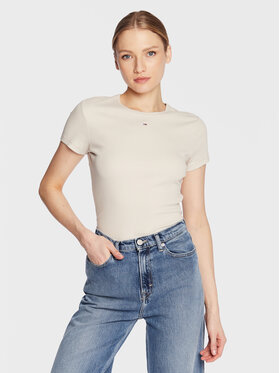 Tommy Jeans Tommy Jeans T-krekls Essential DW0DW14876 Bēšs Slim Fit