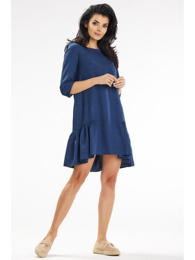 Awama Awama Sukienka letnia A648 Granatowy Basic Fit