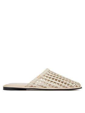 Tommy Hilfiger Tommy Hilfiger Şlapi Hilfiger Leather Mix Flat Mule FW0FW09280 Crem