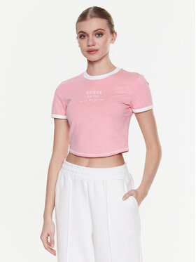 Guess Guess T-Shirt Signature V3GI02 KBNW0 Różowy Slim Fit