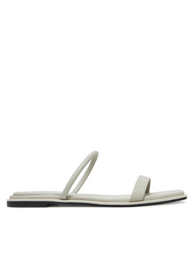 Calvin Klein Calvin Klein Pantoletten Flat Sandal Squared 2-Bar Lth HW0HW02532 Écru