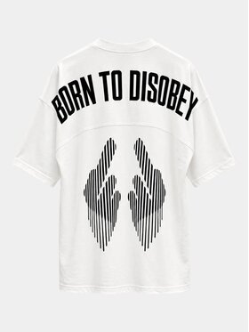MADE BY SOCIETY MADE BY SOCIETY T-Shirt BORN TO DISOBEY - T18010 Biały Basic Fit