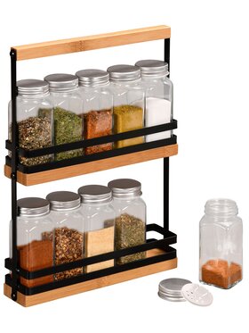 MIAhome MIAhome Pojemnik na przyprawy organizer i 10 szklanych pojemniczków 100 ml Bezbarwny