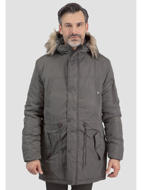 Perso Perso Zimní bunda typu parka z kapturem Khaki Regular Fit