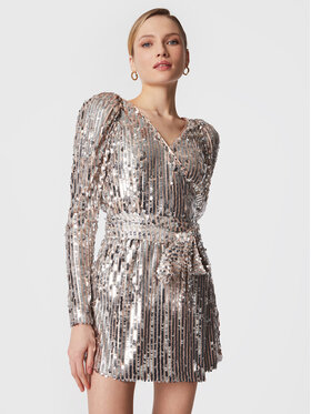 ROTATE ROTATE Robe de cocktail Sequin RT2259 Argent Slim Fit