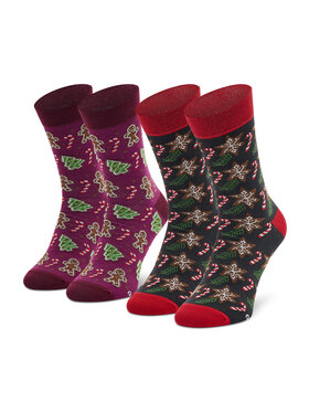 Rainbow Socks Rainbow Socks Zestaw 2 par wysokich skarpet unisex Xmas Socks Balls Adult Gifts Pak 2 Kolorowy