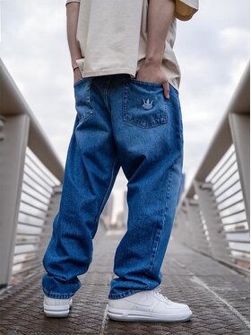 Jigga Wear Jigga Wear Jeansy Spodnie Jeansowe Baggy Męskie Niebieskie Jigga Wear Crown copy XL Niebieski Baggy Fit
