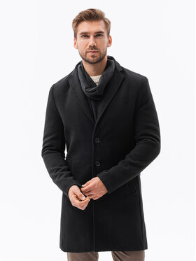 Ombre Ombre Płaszcz przejściowy OM-COWC-0105 Czarny Regular Fit