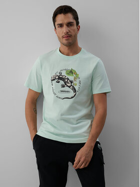 4F 4F T-Shirt OVERLAND Τυρκουάζ Regular Fit