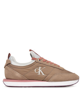 Calvin Klein Calvin Klein Sneakersy Retro Runner Sock Laceup Mix Mat YW0YW02060 Brązowy