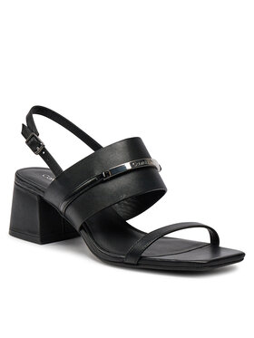 Calvin Klein Sandali Heel Sandal 45 Met Bar Lth HW0HW02056 Črna