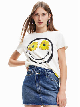 Desigual Desigual T-Shirt 23SWTKA0 Biały Regular Fit