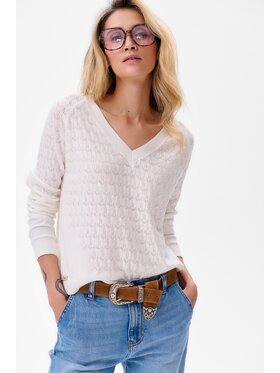 blue shadow blue shadow Sweter Joelle Écru Regular Fit