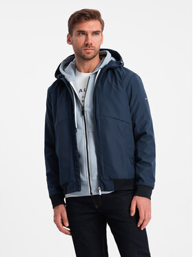 Ombre Ombre Kurtka przejściowa OM-JANP-0149 Granatowy Regular Fit