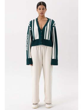 Misaga Misaga Kardigan Woll Stripe Cardigan Zielony Loose Fit