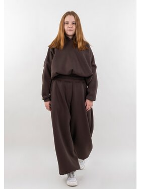 DKaren Sport DKaren Sport Komplet bluza i spodnie materiałowe DK-K-B27 Brązowy Balloon Fit