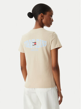 Tommy Jeans Tommy Jeans Marškinėliai Wavy Flag DW0DW22274 Šviesiai smėlinė Regular Fit