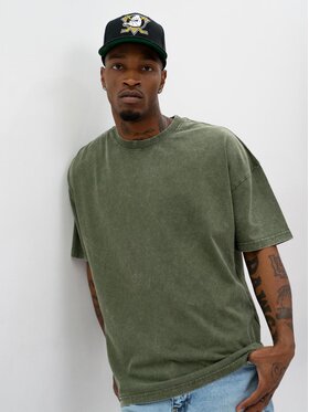 Urban City Urban City T-Shirt Szeroka luźna efekt sprania sprana 130177 Zielony Oversize