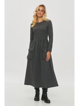 Makadamia Makadamia Sukienka codzienna M843 Szary Regular Fit