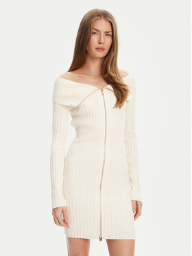 Guess Guess Sukienka dzianinowa W5YK28 Z30I2 Écru Slim Fit