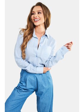 MANDRAGORA MANDRAGORA Camicia Lniano-wiskozowa estella Celeste Relaxed Fit