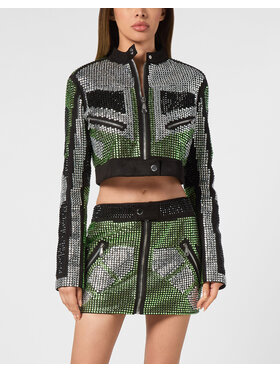 PHILIPP PLEIN PHILIPP PLEIN Kurtka skórzana 14709 Zielony Slim Fit