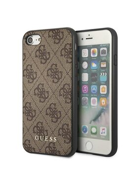 Guess Guess Etui na telefon 4G Metal Gold Logo Brązowy