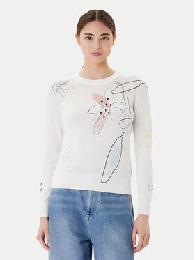 Desigual Desigual Sweter Arty 25WWJF33 Biały Regular Fit