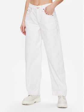 BDG Urban Outfitters BDG Urban Outfitters Текстилни панталони BDG LOGAN CINCH WHITE 76473347 Бял Relaxed Fit