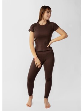 DKaren Sport DKaren Sport Komplet bluzka i spodnie Halima Brązowy Slim Fit