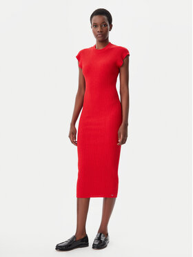 Tommy Hilfiger Tommy Hilfiger Rochie de zi WW0WW44493 Roșu Slim Fit