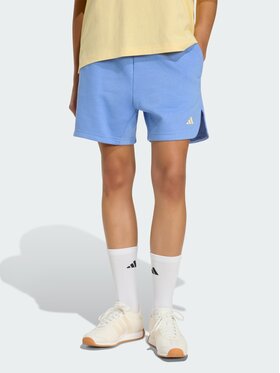 adidas adidas Szorty materiałowe 3 Stripes Studio Fleece Loose Niebieski jasny Loose Fit