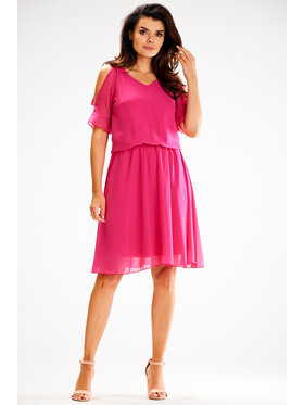 Awama Awama Sukienka letnia A656 Fioletowy Basic Fit