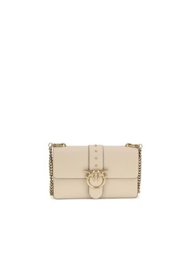 PINKO PINKO Borsetta Beige Calf Leather Bos Taurus Shoulder Beige