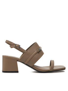 Calvin Klein Calvin Klein Σανδάλια Heel Sandal 45 Met Bar Lth HW0HW02056 Καφέ