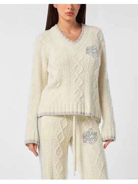 PHILIPP PLEIN PHILIPP PLEIN Sweter 27259 Biały Regular Fit