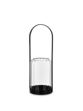 MIAhome MIAhome Lampion szklany z metalem CORA small Czarny