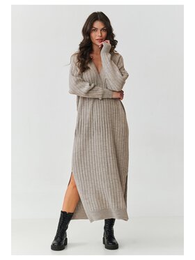 Makadamia Makadamia Sweter S161 Beżowy A-Line Fit