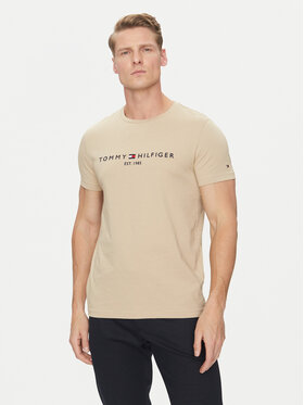 Tommy Hilfiger Tommy Hilfiger T-Shirt Logo MW0MW11797 Beżowy Regular Fit