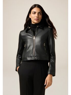 Oltre Oltre Kurtka z imitacji skóry R365R002272N033 Czarny Slim Fit