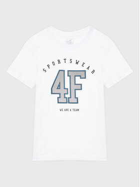4F 4F T-Shirt HJZ22-JTSM008 Biały Regular Fit