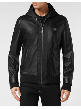 PHILIPP PLEIN PHILIPP PLEIN Kurtka skórzana 381 Czarny Regular Fit