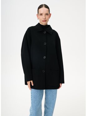 LEBRAND LEBRAND Płaszcz wełniany Soren Czarny Regular Fit