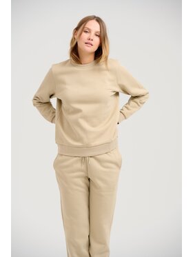 TeeShoppen TeeShoppen Sweter Bluza basic z okrągłym wycięciem pod szyją – ciemny beż Beżowy Regular Fit