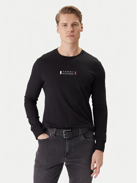 Tommy Hilfiger Tommy Hilfiger S dlouhým rukávem Brand Love Ls Tee MW0MW41454 Černá Slim Fit