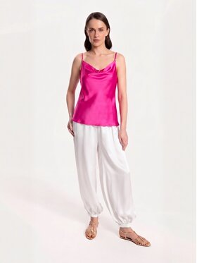 Cat&Cat Cat&Cat Top jedwabny z dekoltem woda Różowy Regular Fit