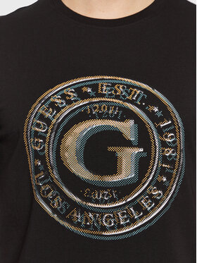 Guess T-shirt Round Logo M3GI11 J1314 Crna Slim Fit