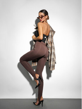 LilaLou LilaLou Legginsy Zoe Brązowy Slim Fit