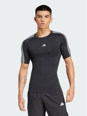adidas adidas Koszulka techniczna TECHFIT Compression Training 3-Stripes Tee Czarny Fitted Fit